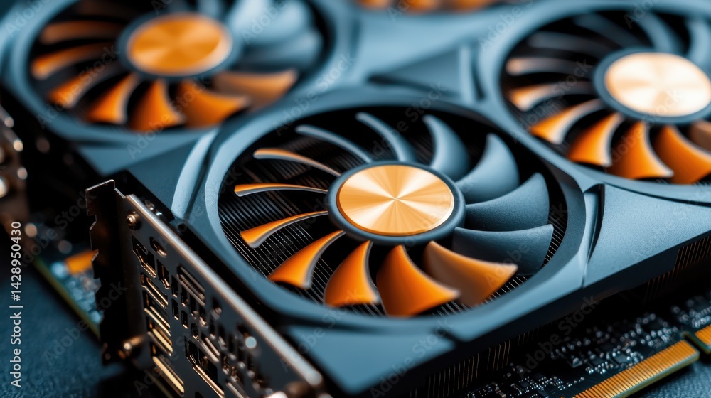 Aufkleber gpu temperature concept, high-speed camera shot of gpus cooling system with advanced design and effi