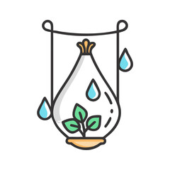 Indoor Plant Terrarium Icon with Water Droplets on Black