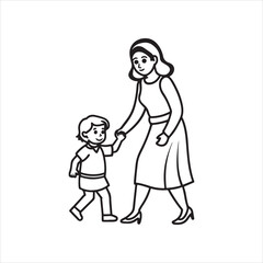 Mothers Day mom and child vector art illustration