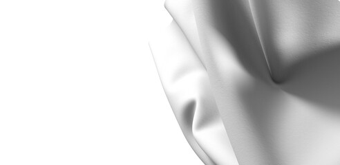 Close up abstract texture of white fabric with soft wrinkles and folds. Perfect for backgrounds or design elements.