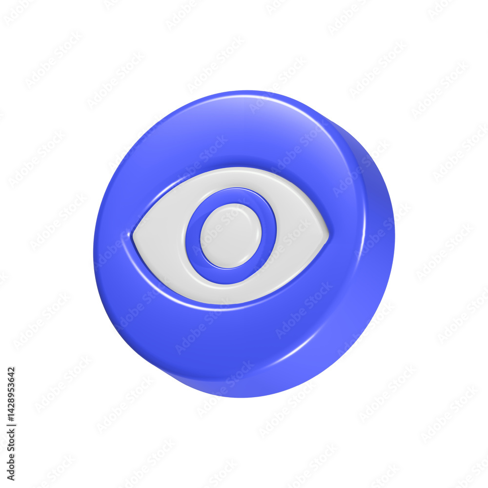 Fototapete eye view icon 3d rendering realistic button