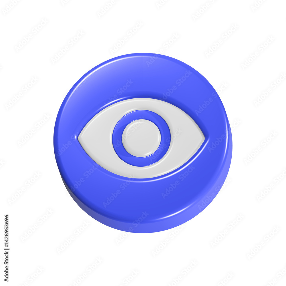 Aufkleber eye view icon 3d rendering realistic button