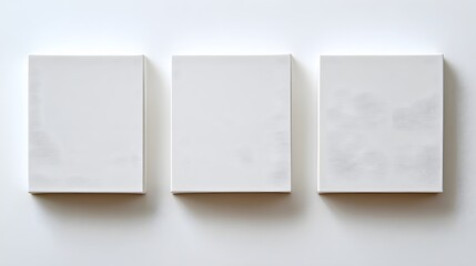 Three Blank White Canvas Prints Minimalist Modern Art