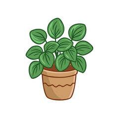 Cartoon Plant in a Pot for Home Decor