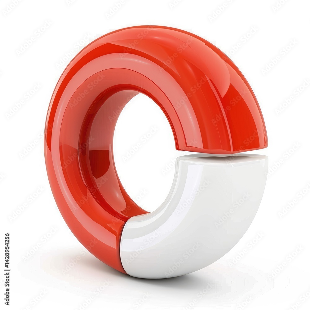Poster red and white split circle graphic design element.