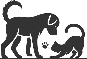 Black cat and dog animal silhouette