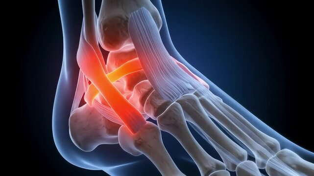 Anatomical Visualisation of Foot Sprain with Highlighted Ligament Injury