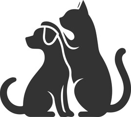 Black cat and dog animal silhouette