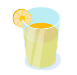 Healthy Food concept: Fresh Juice Glass, on transparent background, 3d isometric vector illustration