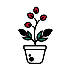 Stylized Holly Berry Design on Dark Background Illustration
