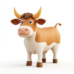 Cute cartoon cow figurine stands on a plain white background.