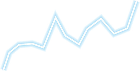 Graph with sharp upward movement in neon light representing a rise in financial statistics.