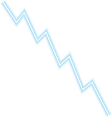 Curved neon line with downward arrow representing a data drop in financial direction.