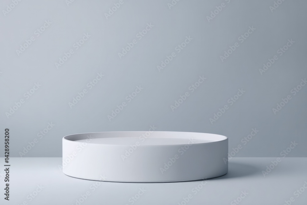 Aufkleber minimalistic empty food podium viewed from above 70 ample copy space on clean solid-colored backdrop