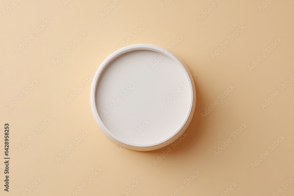 Poster minimalistic empty food podium viewed from above 70 ample copy space on clean solid-colored backdrop