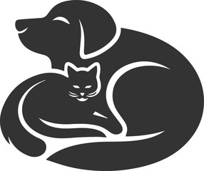 Black cat and dog animal silhouette