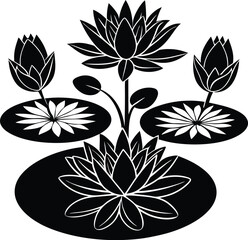 Water Lily Pond Silhouette Minimalist Art