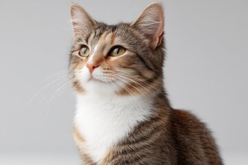 Obraz premium minimalistic photo of cat with distinct fur patterns isolated on plain white background