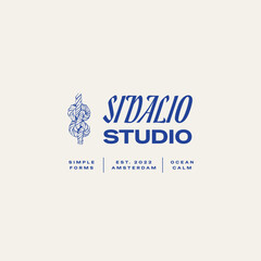 Minimalist ocean-themed vector logo. Features stylized waves and marine elements. Perfect for eco brands, travel agencies, or beach-related businesses.