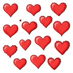 Red Heart Doodle Collection: Hand-Drawn Valentine's Day Graphics AI Generated