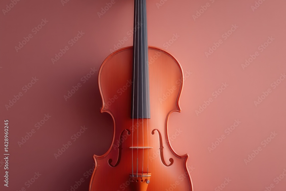 Poster photograph single violin against smooth solid color background ensuring focus on its elegant curves 