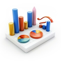 Colorful statistical charts displayed on a white grid.
