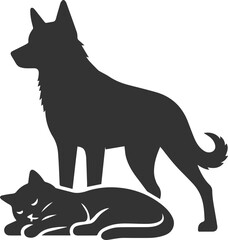 Black cat and dog animal silhouette
