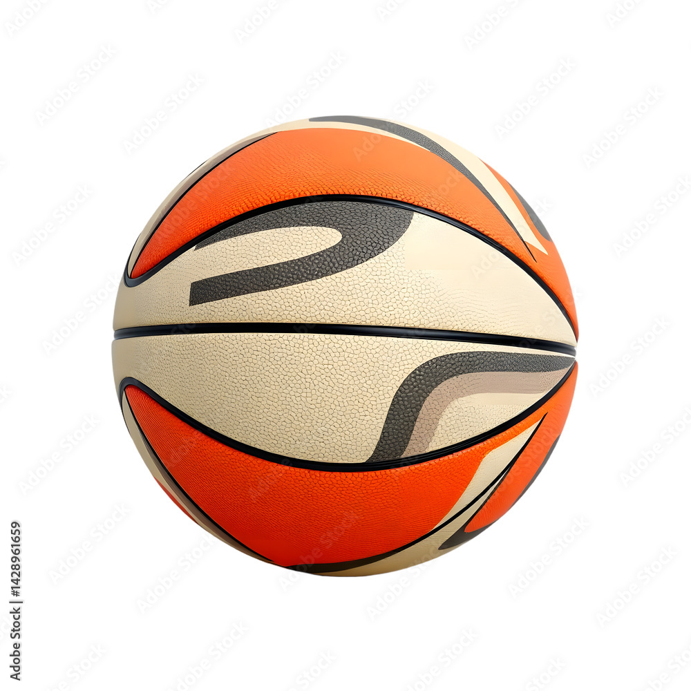 Poster modern basketball art, a 3d render with bold patterns. a classic sports ball on white. design elemen
