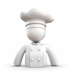 Chef figurine in a white chef's uniform.