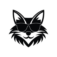 Funky Fox Head Full Black Silhouette Vector Art