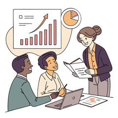 meeting--documents-and-business-people-in-office vactor image on white background