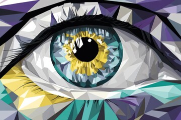 Colorful Geometric Eye Design with Vibrant Shades and Patterns