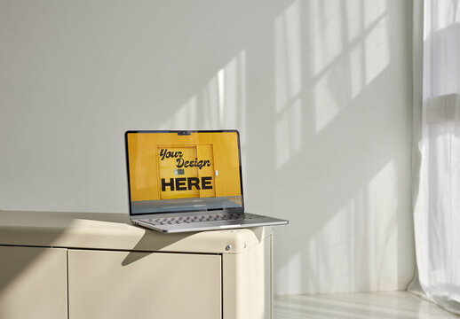 Laptop Mockup on Minimalist Desk