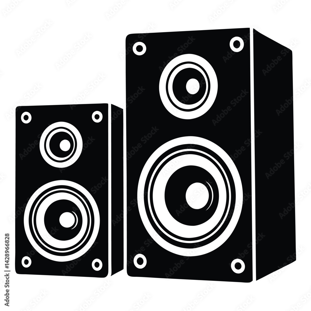 Poster isolated black vector musician using element studio monitors with white background