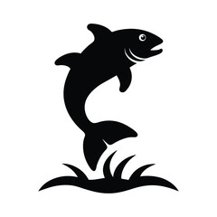 Obraz premium Fish Jumping From Clean Water Nature Silhouette Vector