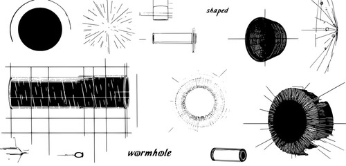 Exploring the concept of wormholes through intricate sketches and designs illustrating theoretical physics