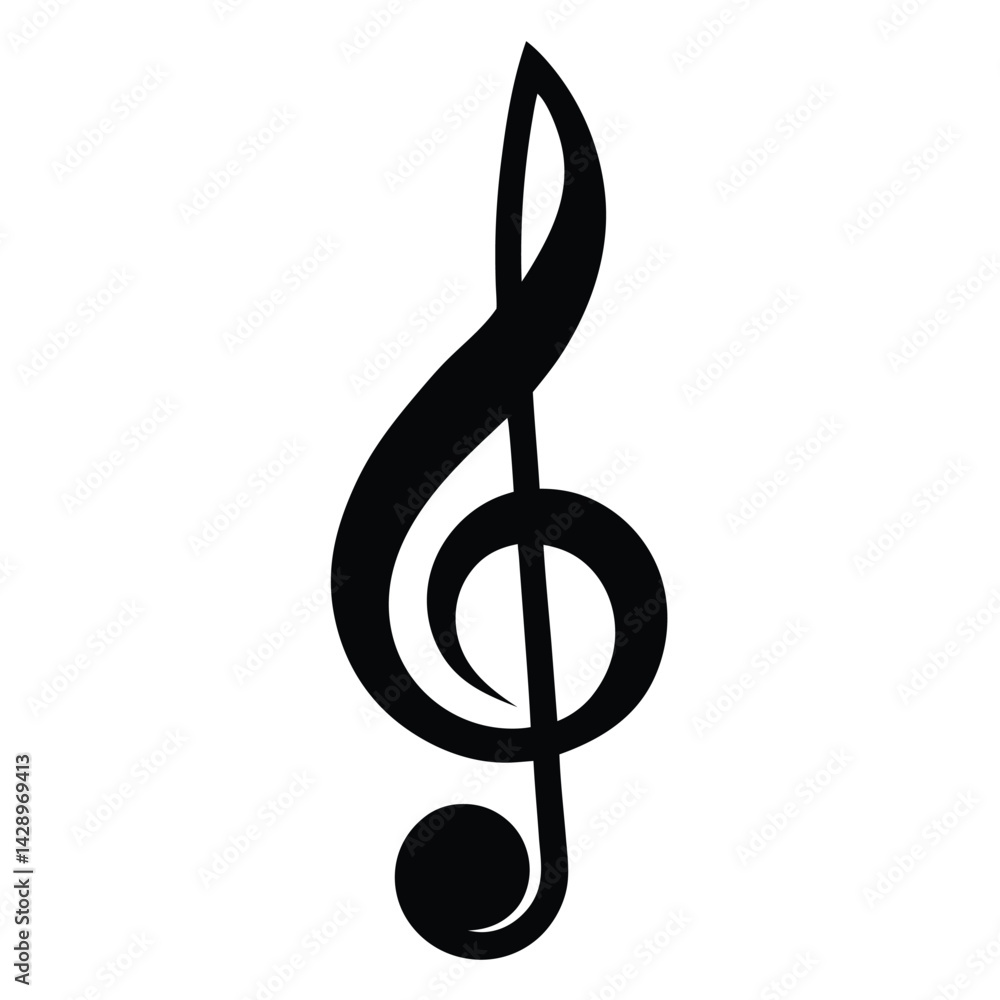 Poster isolated black vector musician using element treble clef with white background