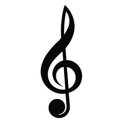 Isolated Black Vector Musician using Element treble clef With White Background