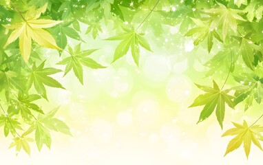 Obraz premium Vibrant Green Maple Leaves Spring Nature Background