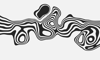 Optical art abstract background. Black and white wave, wavy lines flow.