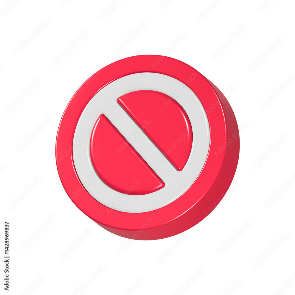 Poster stop icon 3d rendering realistic