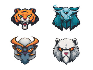 Fototapeta premium Four stylized animal portraits collection