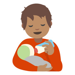 Child Feeding Baby Clipart Illustration | Child with Baby Bottle Isolated on White Background