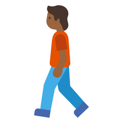 Person Walking Clipart Illustration | Cartoon Style with Orange Shirt and Blue Pants Isolated on White Background