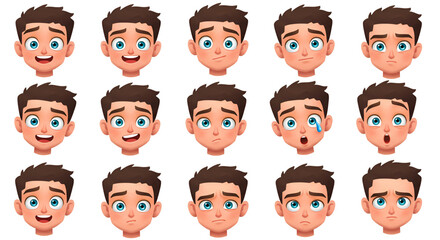 Facial Expressions Emotions Character Set Cartoon Illustration