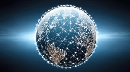 The globe pulses with light and lines, reflecting the speed and scope of global communication.