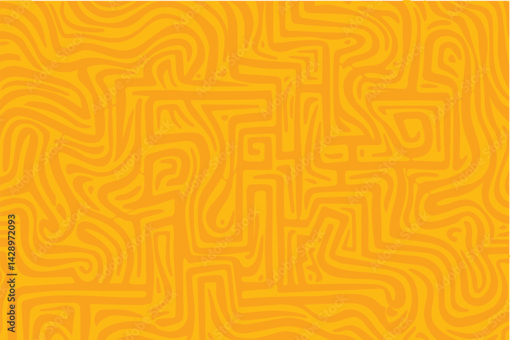 Aufkleber Golden Maze of Lines Winding paths in a stylized abstract design