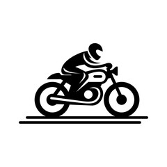 Cafe racer motorcycle rider silhouette