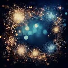 Fototapeta premium Glittering sparkler border frame with bokeh light background with copy space