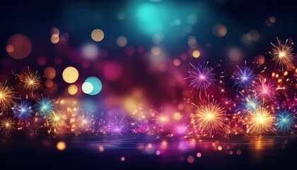 Fototapeta premium Glittering sparkler border frame with bokeh light background with copy space